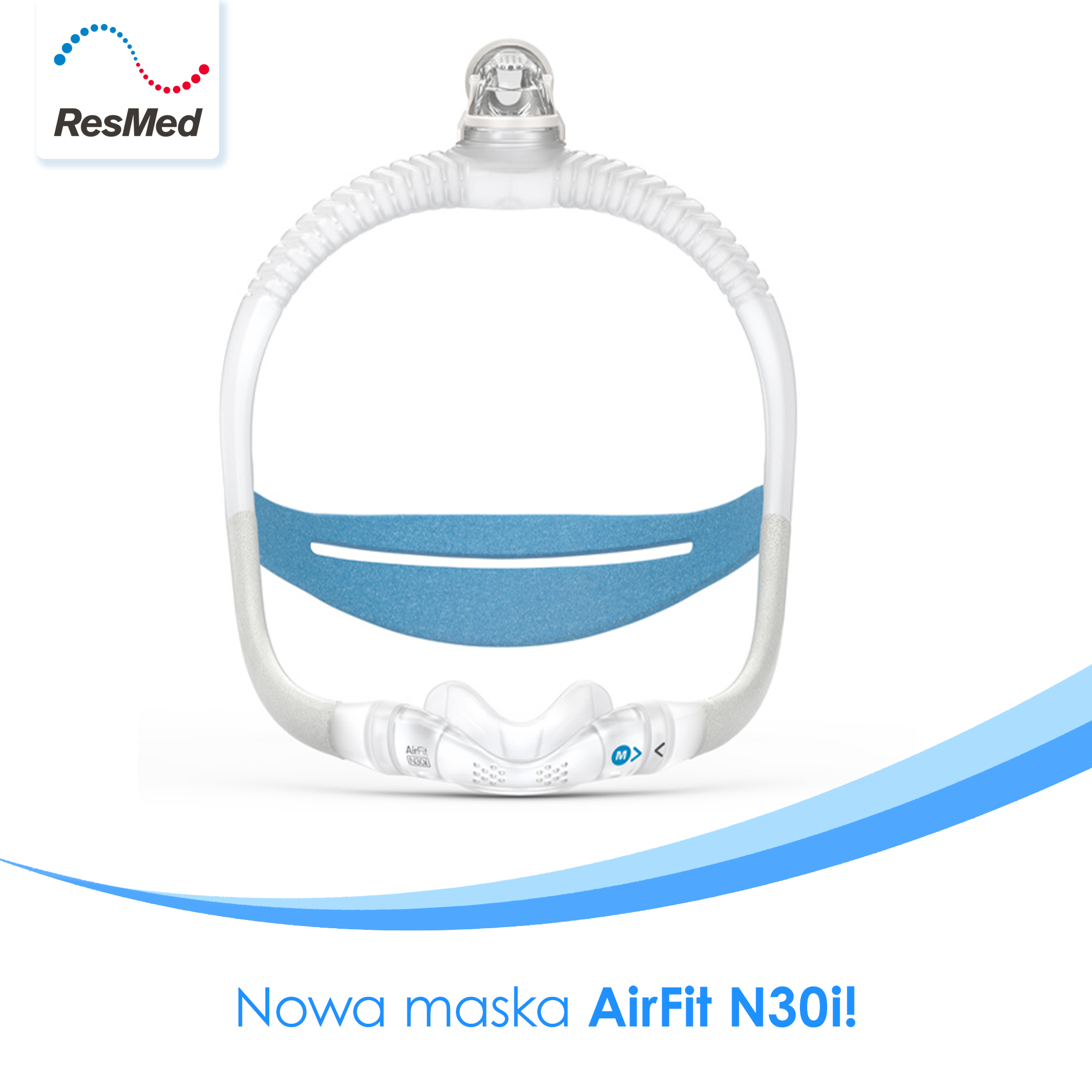 Nowa, przeprojektowana wersja maski nosowej minimalnego kontaktu AirFit N30i!